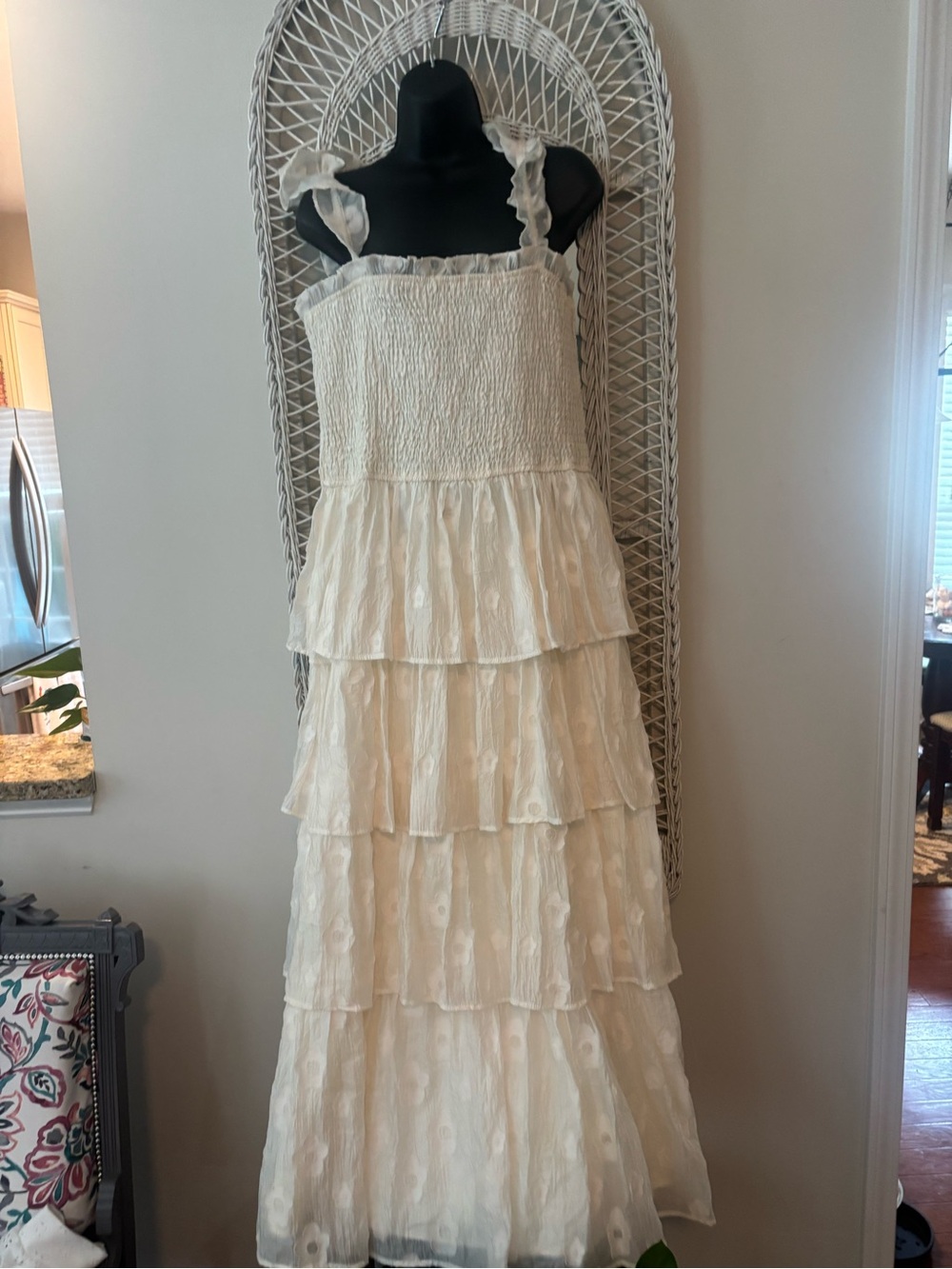 AUREUM Cream Tiered Ruffle Maxi Dress